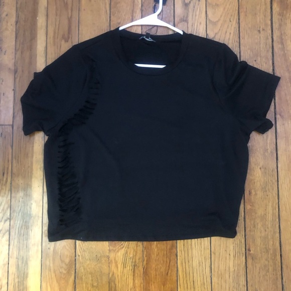 Fashion Nova Black Fitted Crop Top with Cut Out Details - Picture 3 of 5